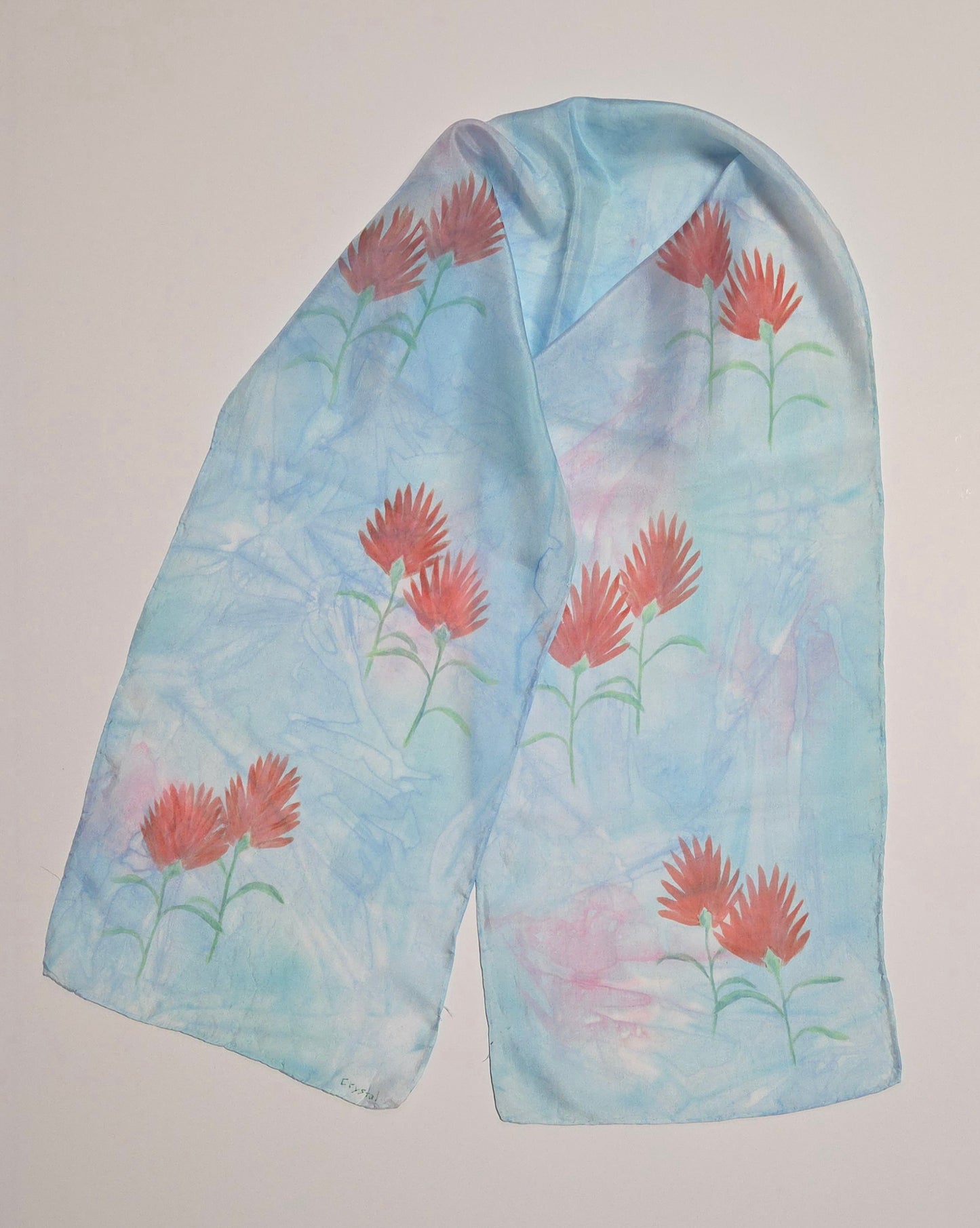 Silk Scarf - Indian Paintbrush - Blue