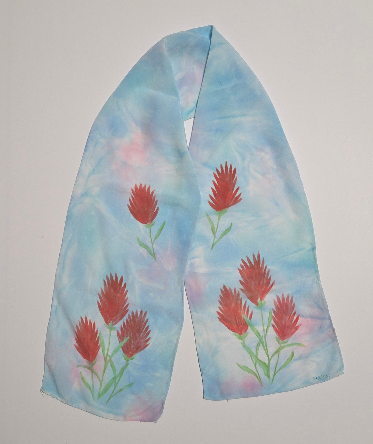 Silk Scarf - Indian Paintbrush - Blue