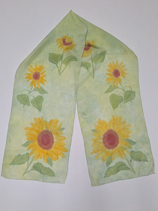 Silk Scarf - Sunflower - Green