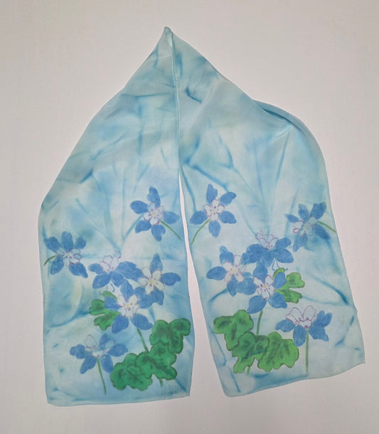 Silk Scarf Lg- Columbine Flowers