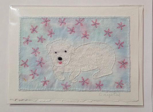 Greeting Card- Fiber Art Handstitched Original Designs