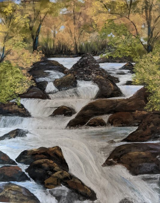 " A River Runs Through It " Framed Original Pastel