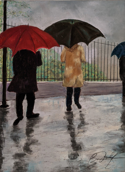 " A Walk in the Rain " Greeting Card