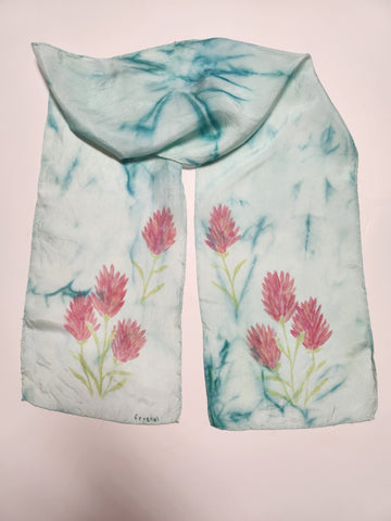 " Indian Paintbrush " Hand Dyed Silk Scarf