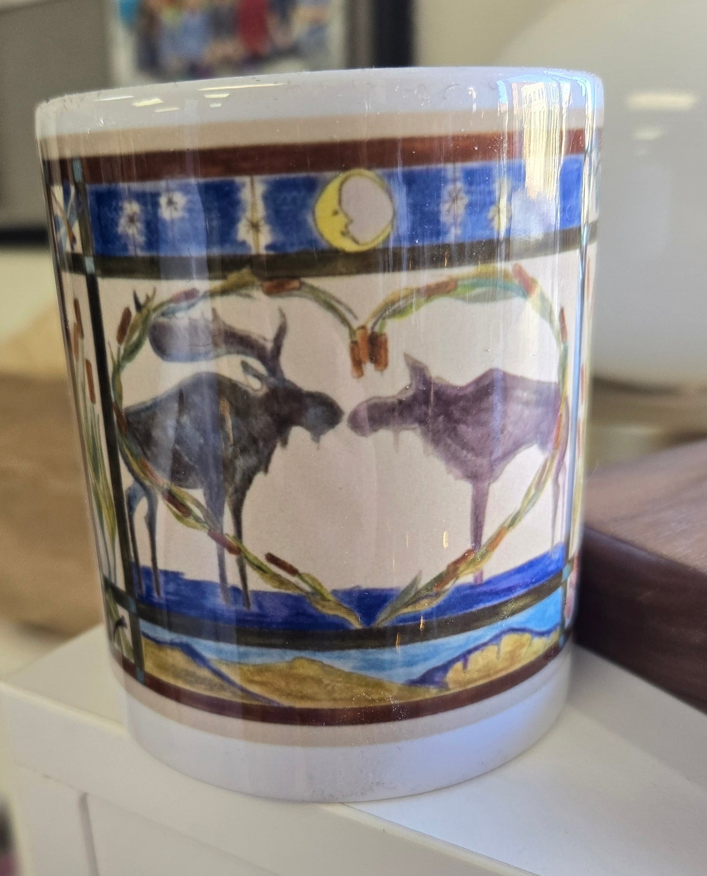 Print " Moose Love with Cattails"