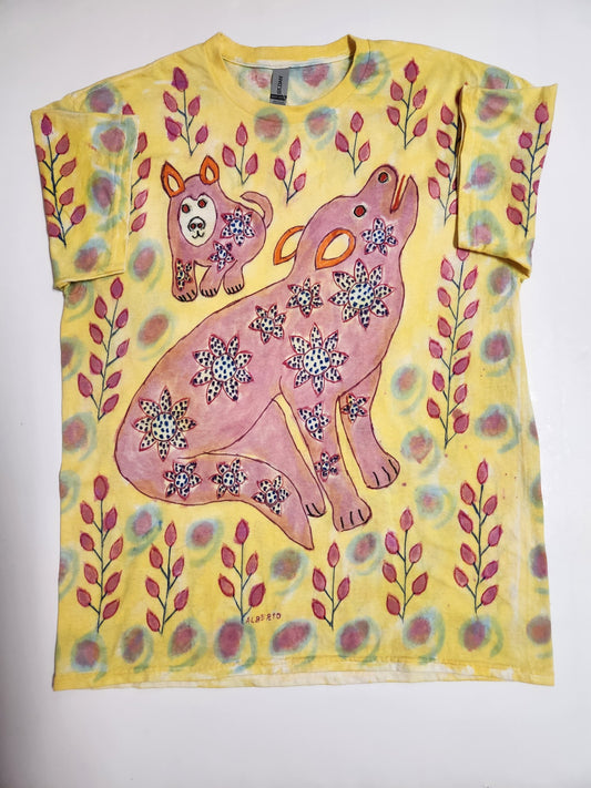 Peruvian Style Wolf With Pup Tee Shirt Adult Large
