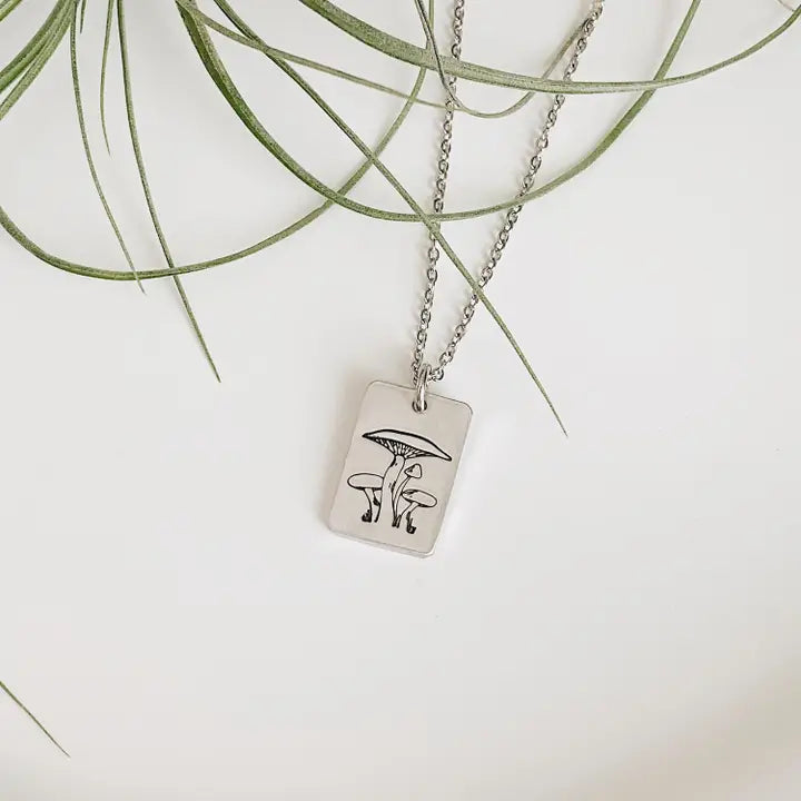 Necklace - Rectangle With Mushrooms