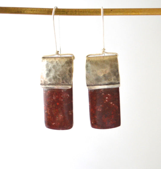 Earrings -Red Sanora Sunset Jasper with Silver
