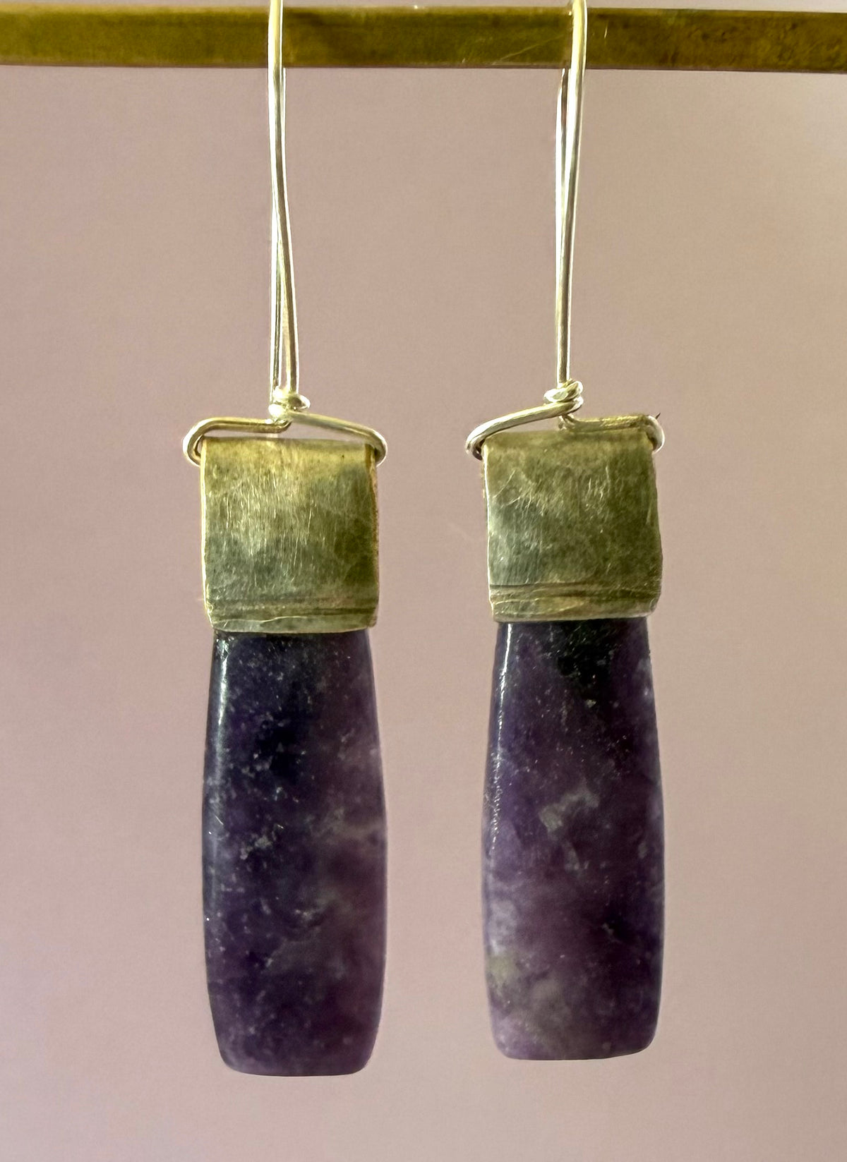 Earrings - Grape Agate Rectangles