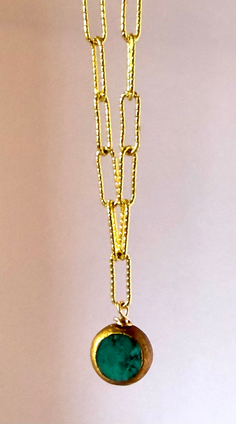 Necklace - Chinese Green Turquoise W/ Gold
