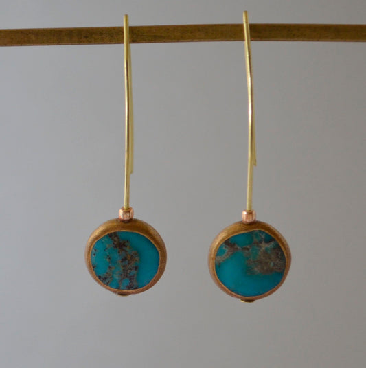 Earrings - Turquoise With Gold