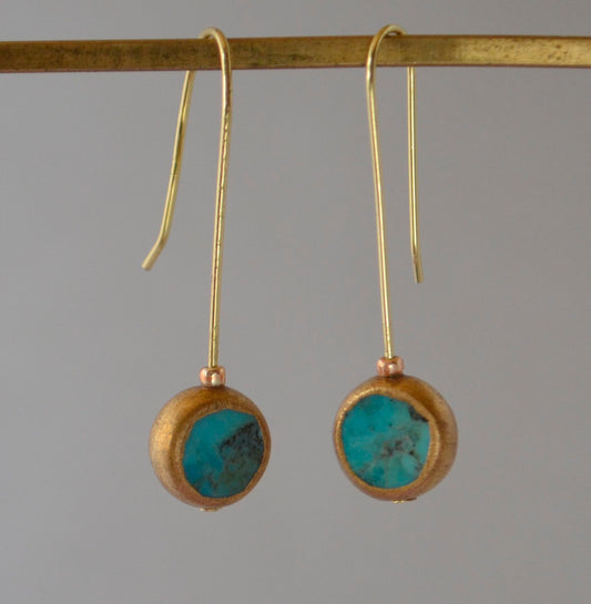 Earrings - Turquoise With Gold