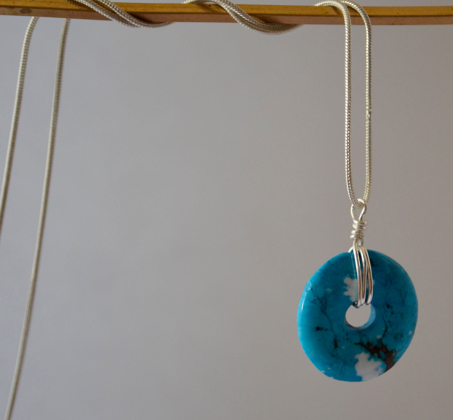 Turquoise Donut Bead on Silver