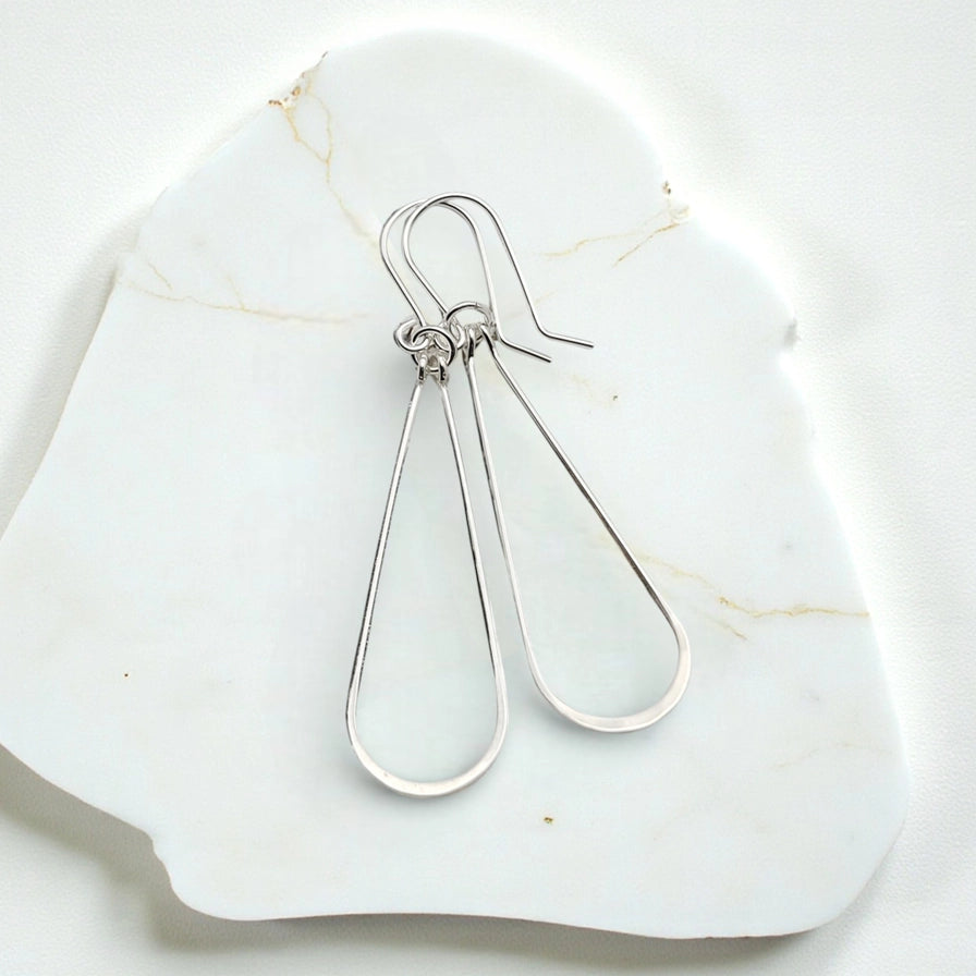 Earrings- Silver Long Hoops
