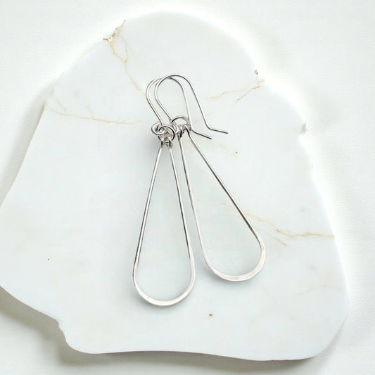 Earrings- Silver Long Hoops