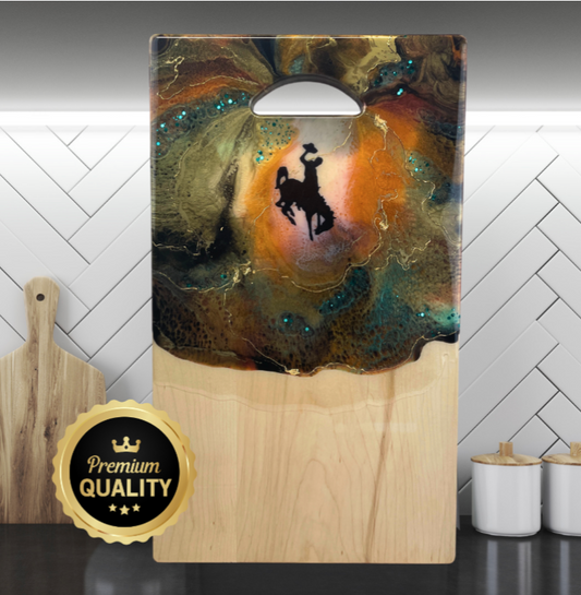 " Steamboat " Bucking Bronc and Rider Charcuterie Board with 24K Gold