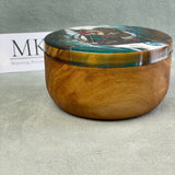 Multipurpose Olive Wood " Hat and Boots " Salt Cellar with 24K Gold