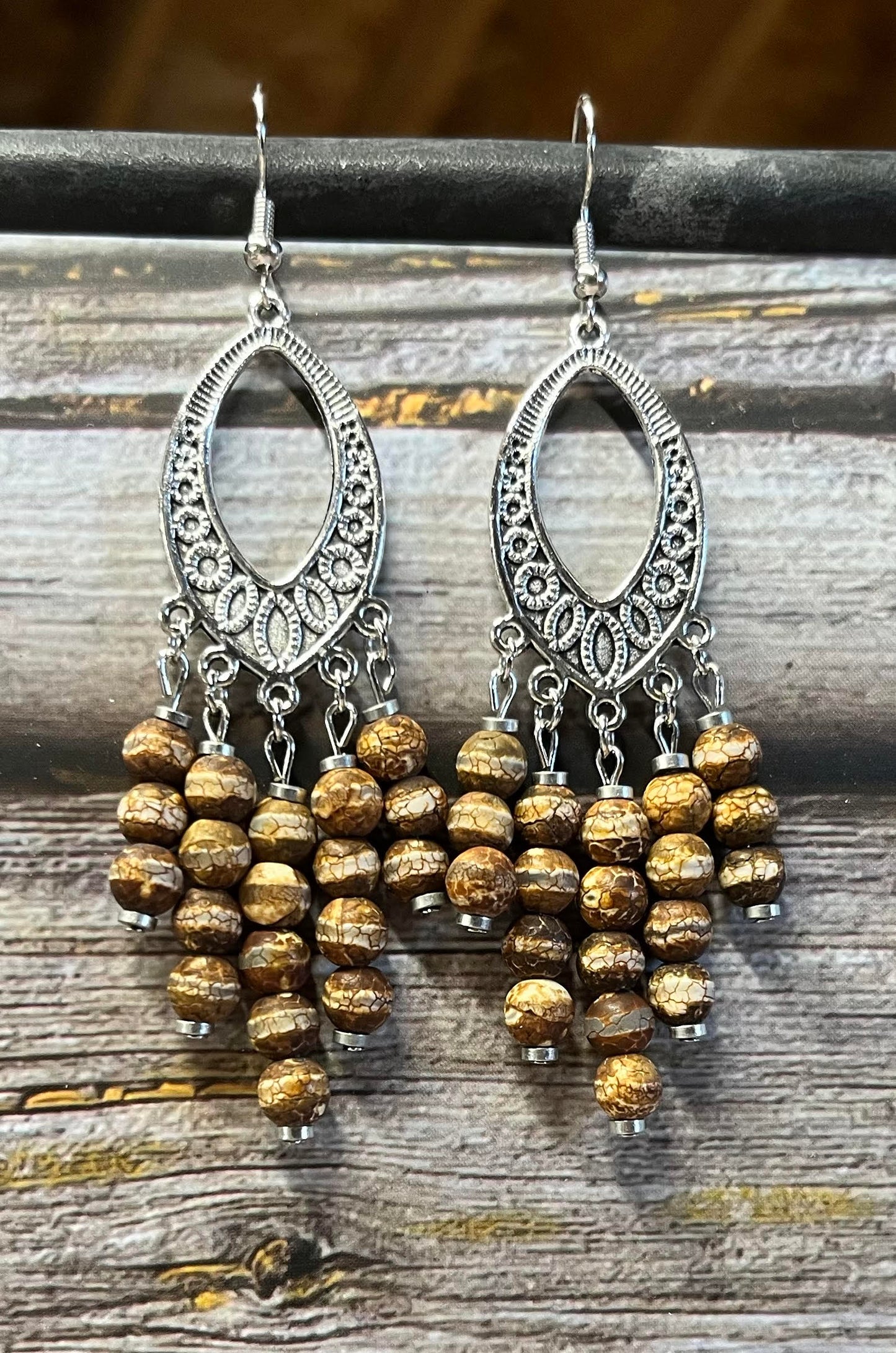 Earrings - Tibetan Agate and Silver