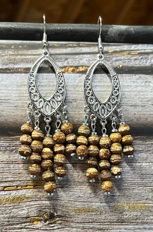 Earrings - Tibetan Agate and Silver