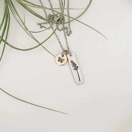 Necklace -Lavender and Butterfly Charms