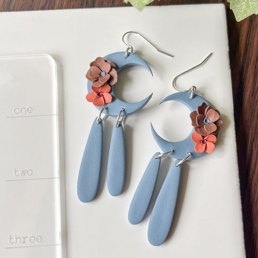 " Blue Moon " Polymer Clay Earrings