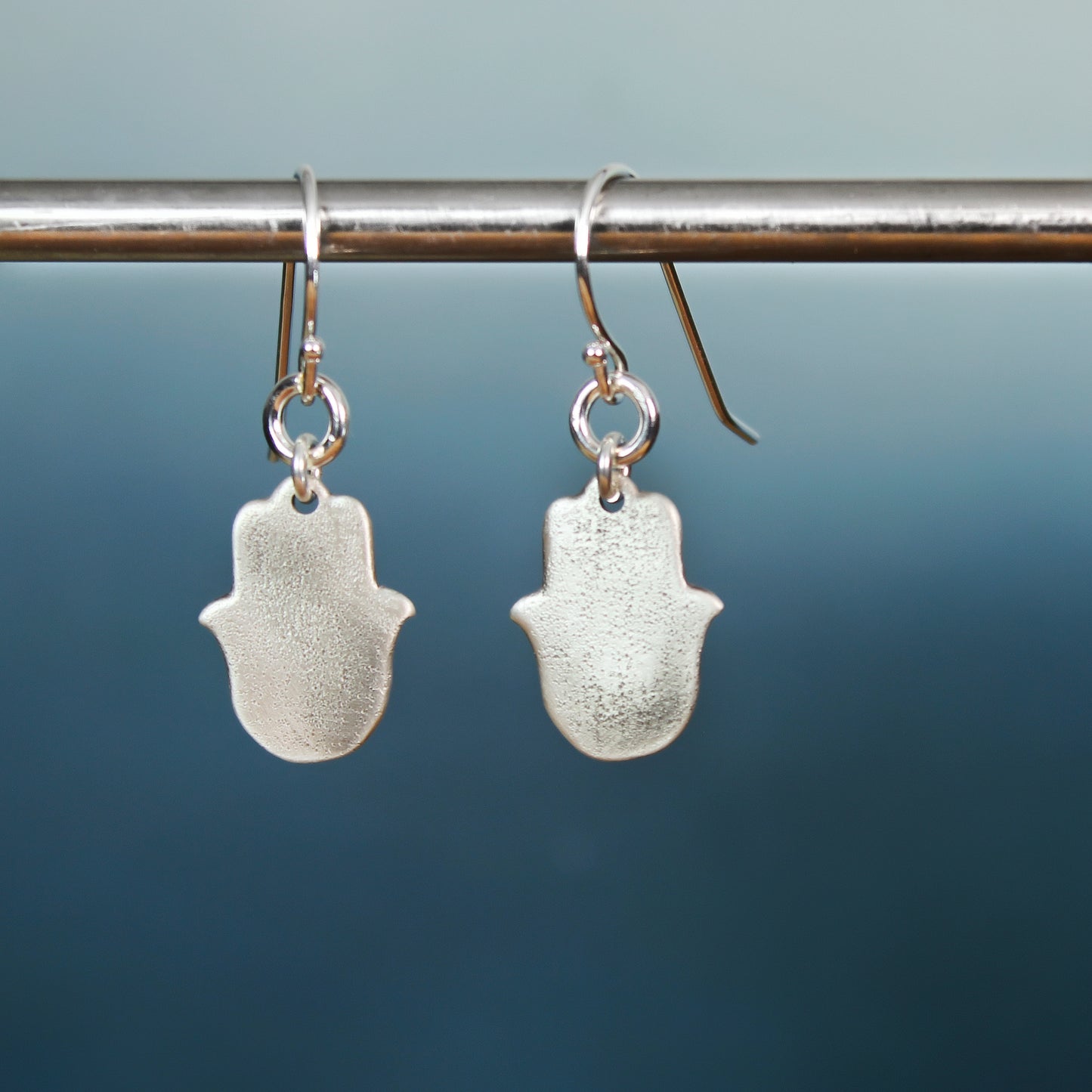 Silver Hamsa Hand Earrings