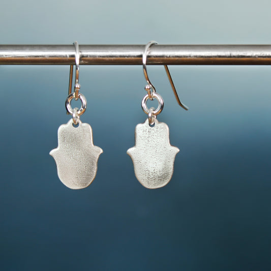 Silver Hamsa Hand Earrings