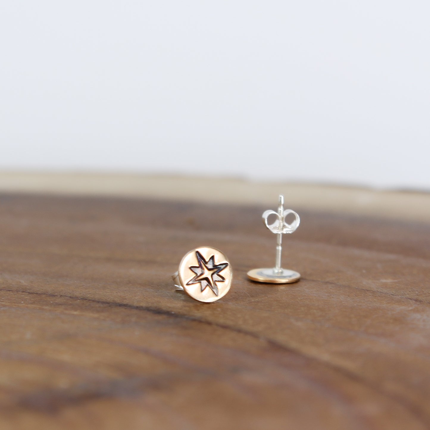 Gold-Fill " Compass " Stud Earrings