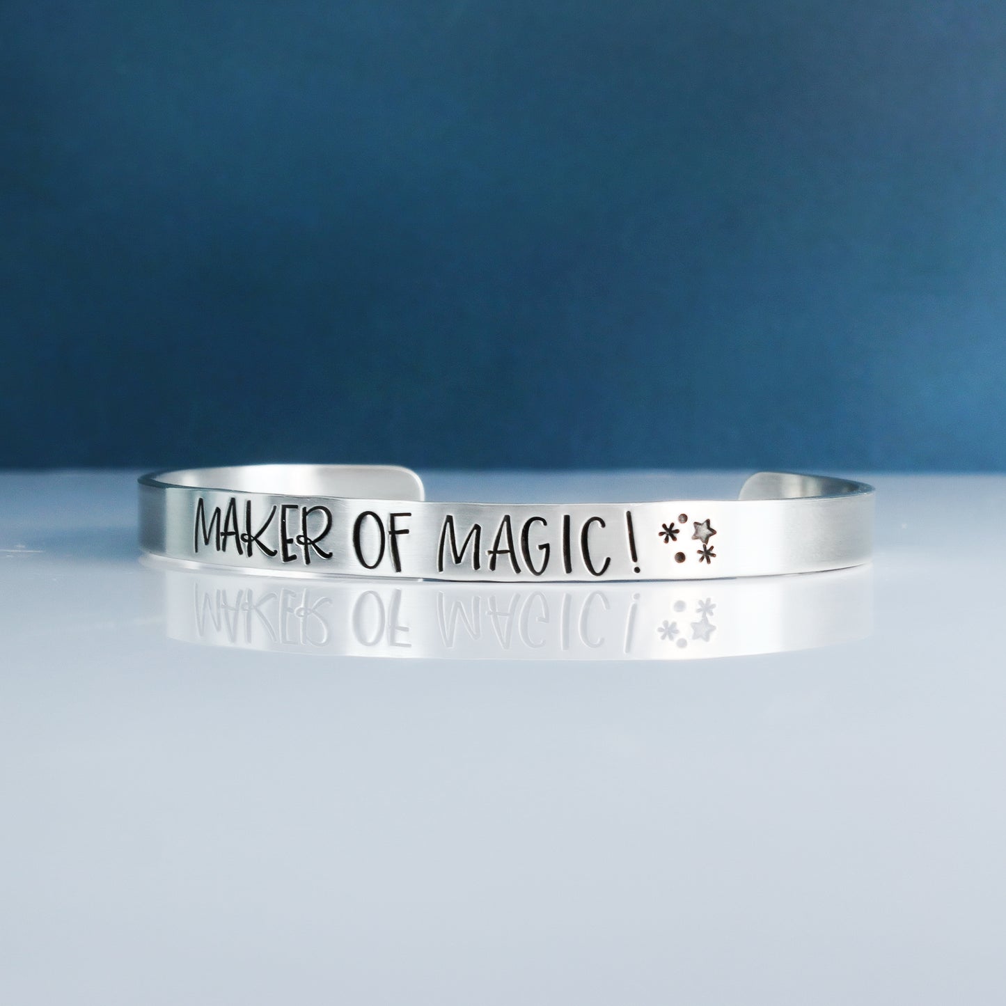 " Maker of Magic " Slim Cuff Silver Bracelet