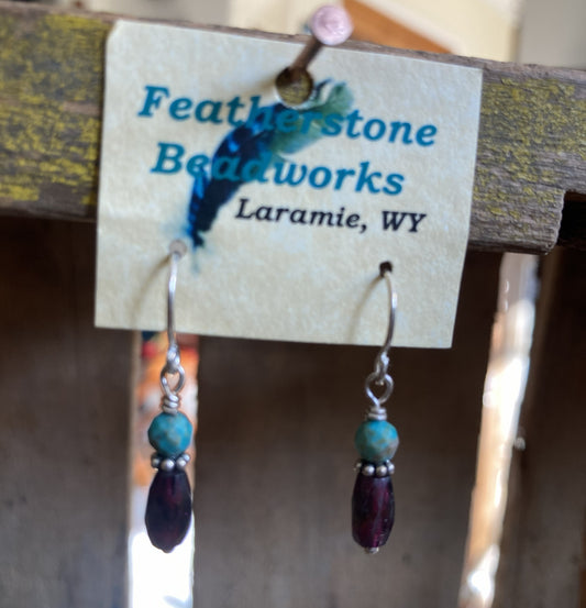 Earrings- Turquoise and Garnet
