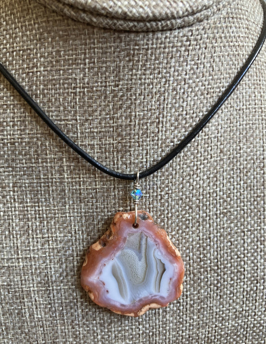 Leather Choker Necklace- Berber Agate