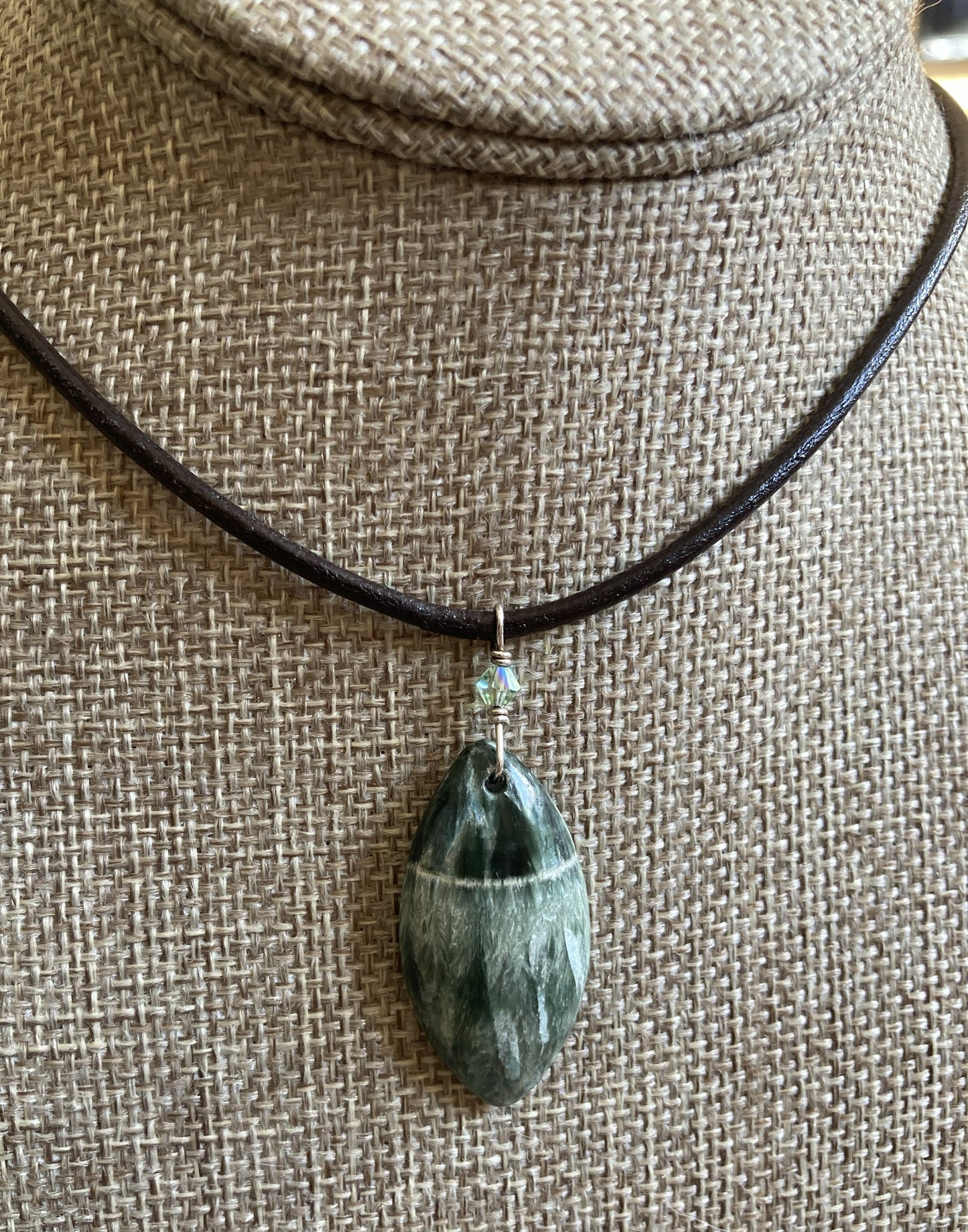 Leather Choker Necklace- Kyanite