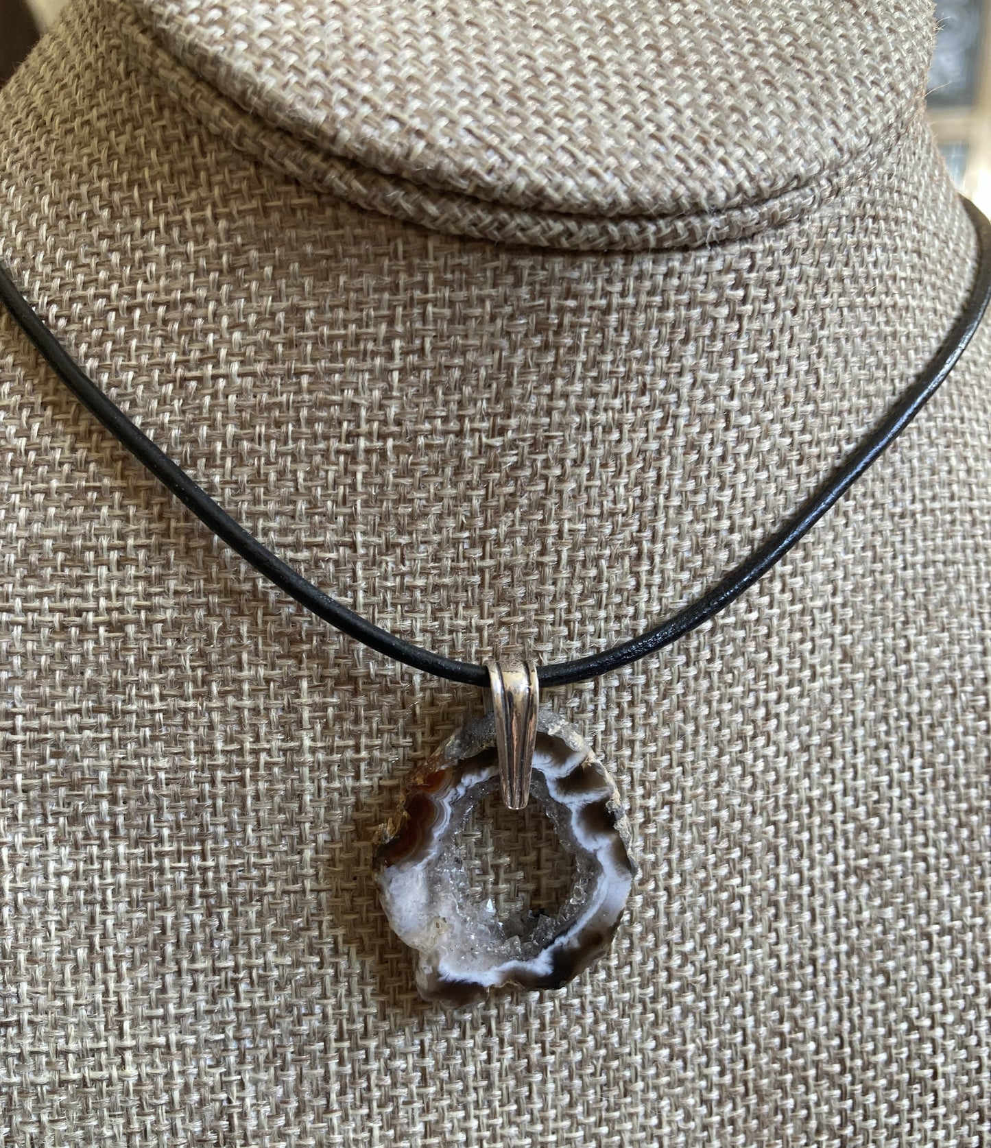 Leather Choker Necklace- Occo Geode Slice