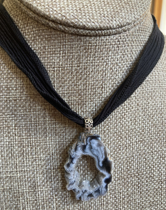 Silk Tie Necklace-Occo Geode
