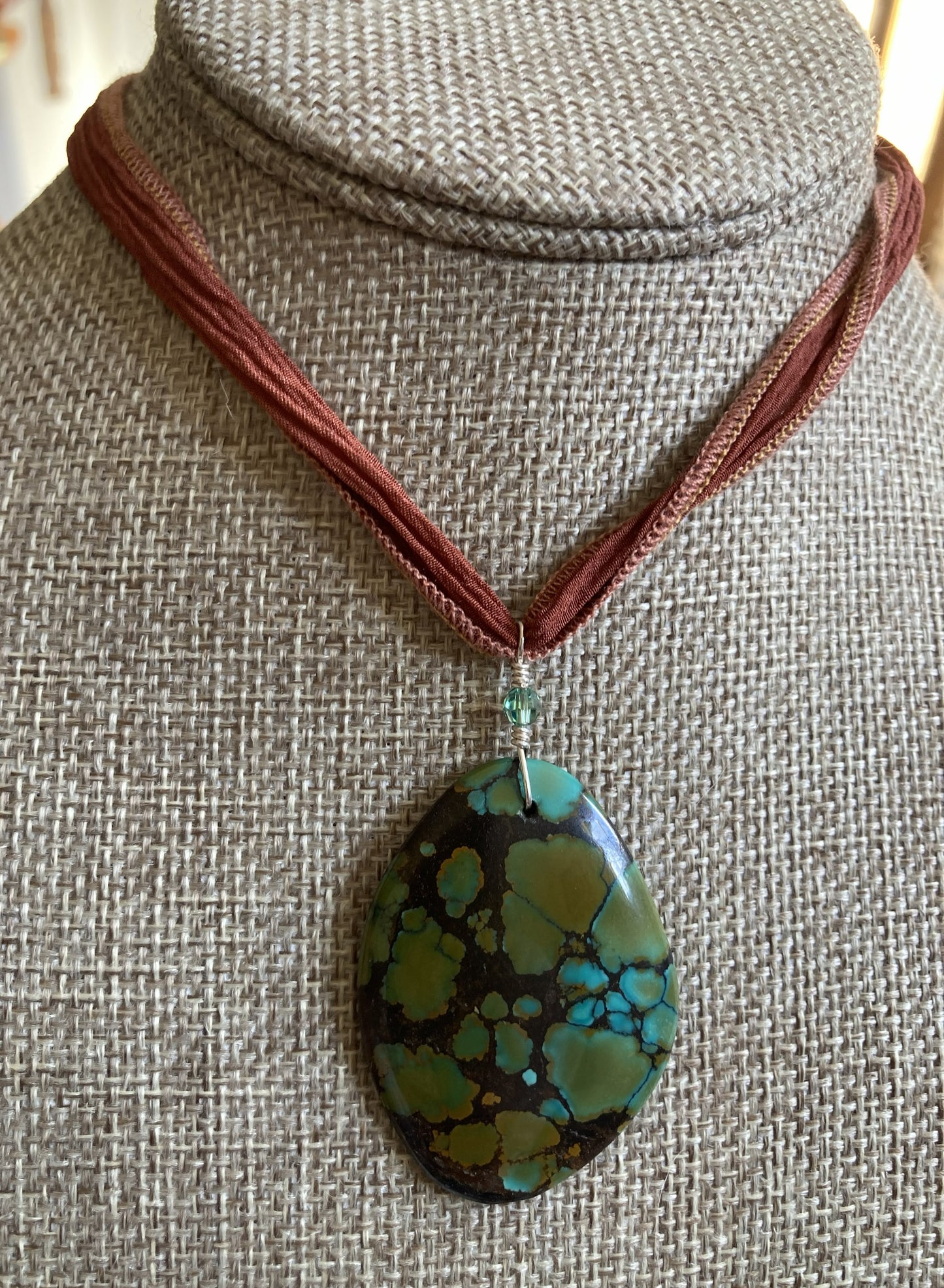Silk Tie Necklace-Turquoise