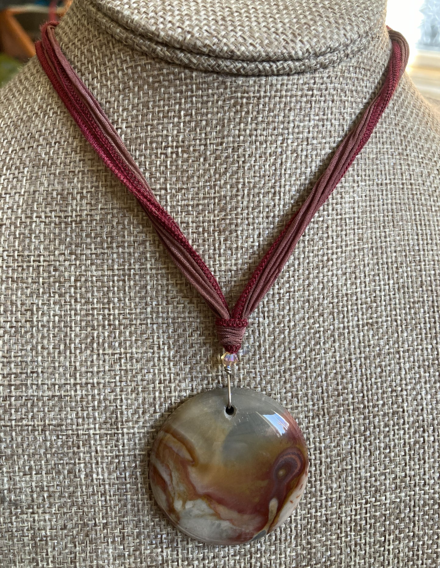 Silk Tie Necklace-Polychrome Jasper