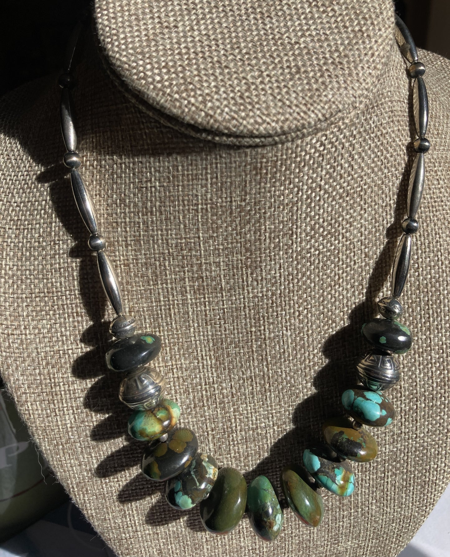 Necklace- Chunky Turquoise and Navajo Beads