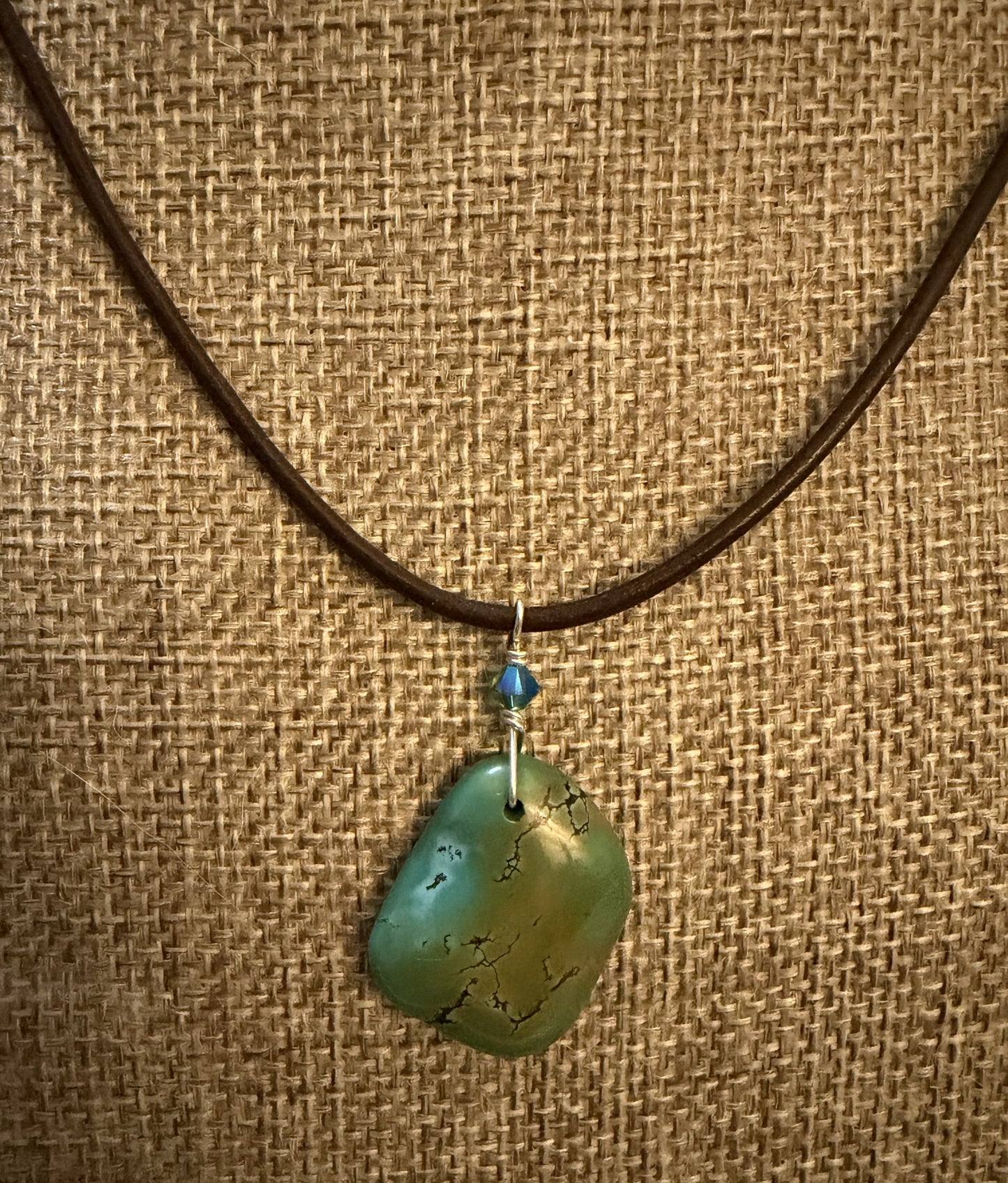 Leather Choker Necklace-  Genuine Turquoise