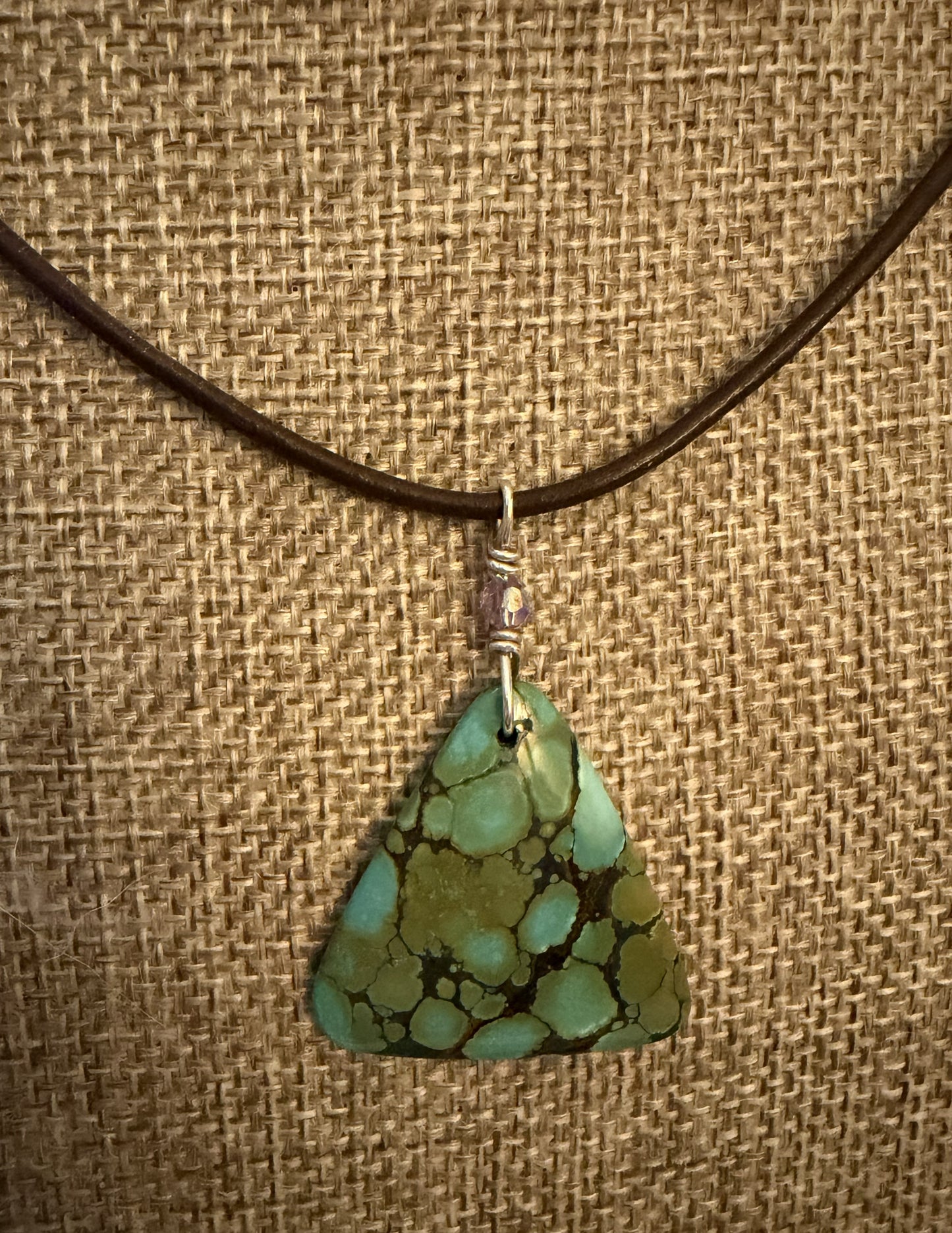 Leather Choker Necklace-  Genuine Turquoise