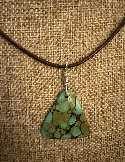Leather Choker Necklace-  Genuine Turquoise