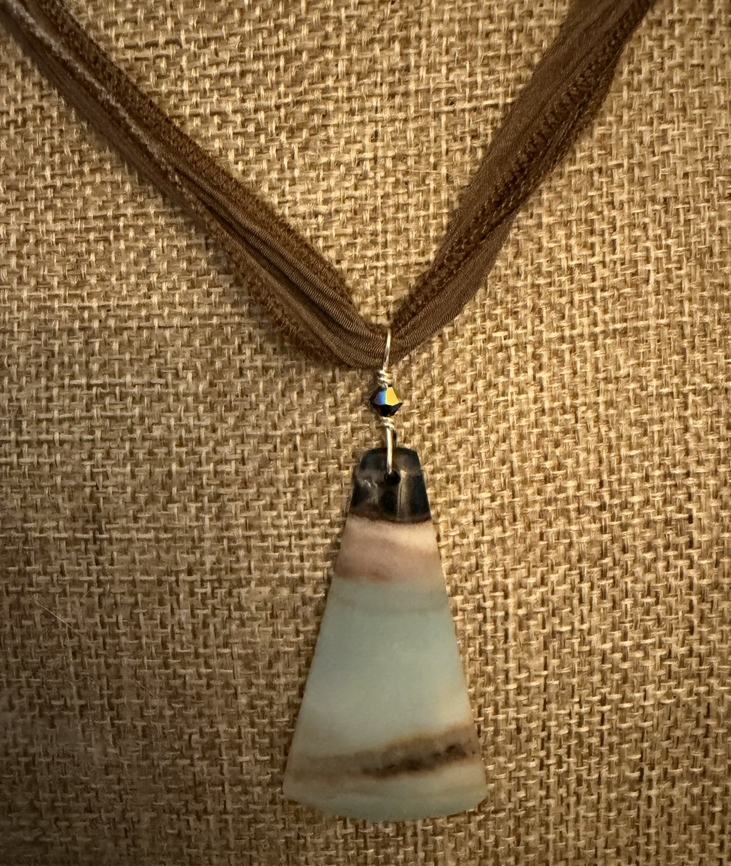 Silk Tie Necklace- Amazonite