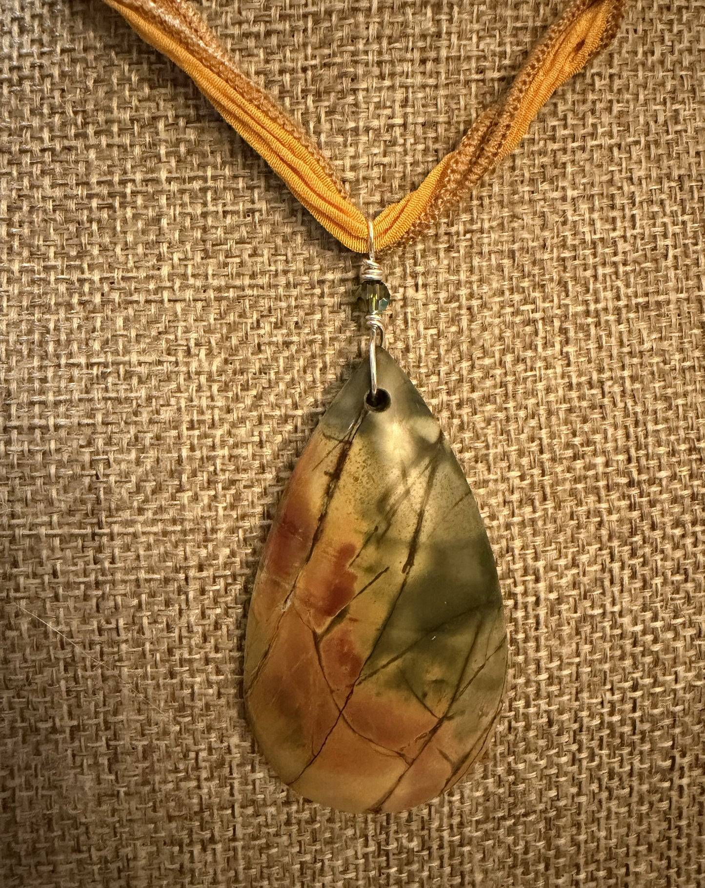 Silk Tie Necklace- Picasso Jasper