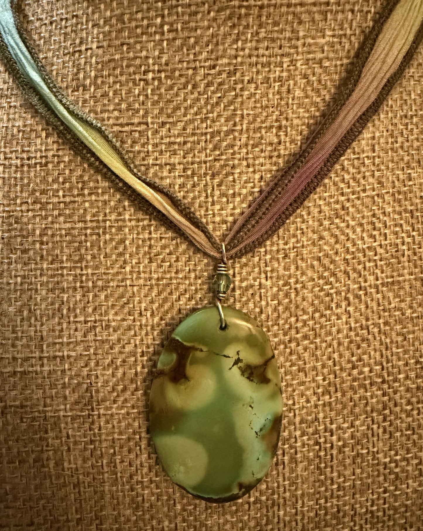 Silk Tie Necklace- Genuine Turquoise