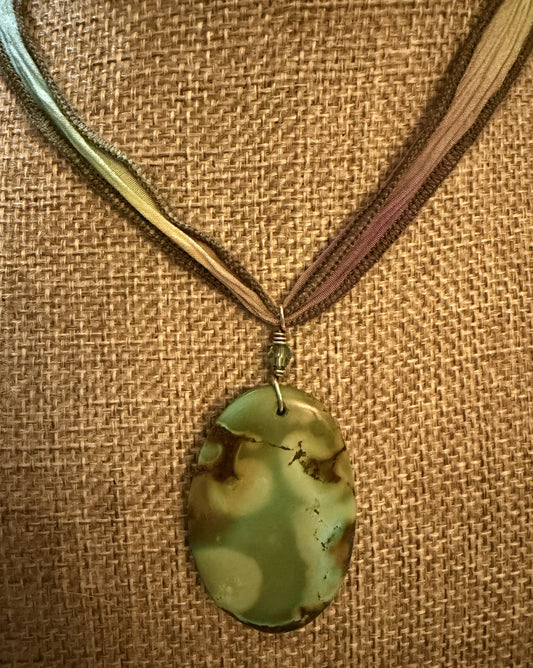 Silk Tie Necklace- Genuine Turquoise