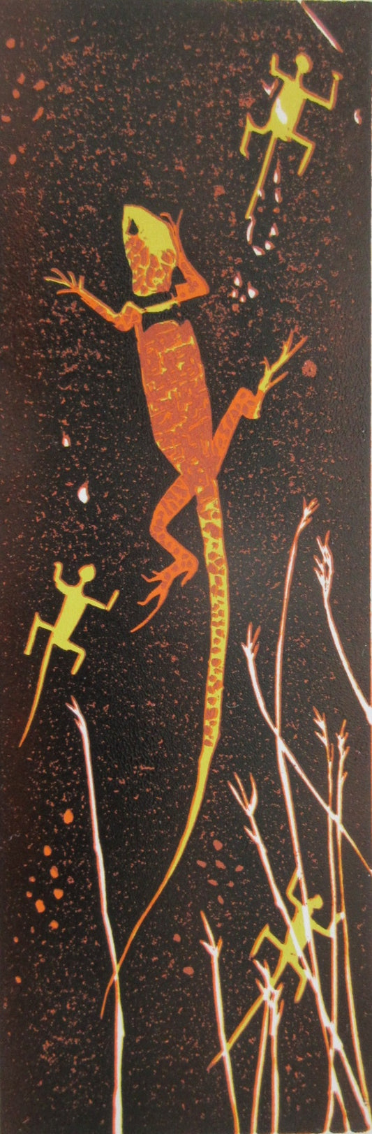 Framed Linocut Print- "Uncollared" - Lizard