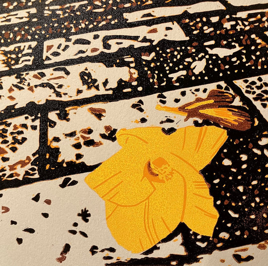 Framed Linocut Print- "Grounded" Flower