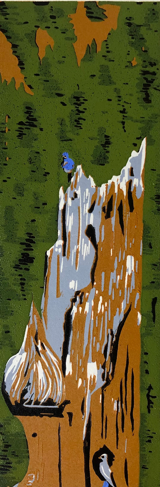 Framed Linocut Print- "Bluebirds"