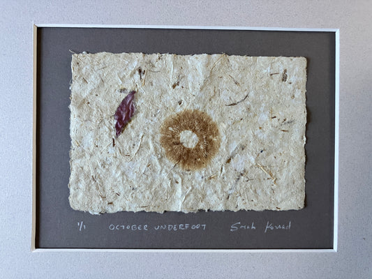 Matted Linocut Print- "October Underfoot" Mushroom Spore