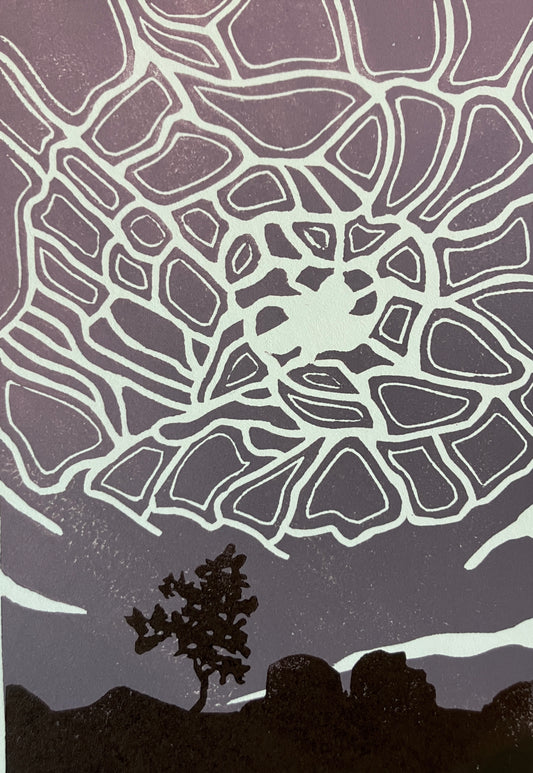 Framed Linocut Print- "Tortoise"