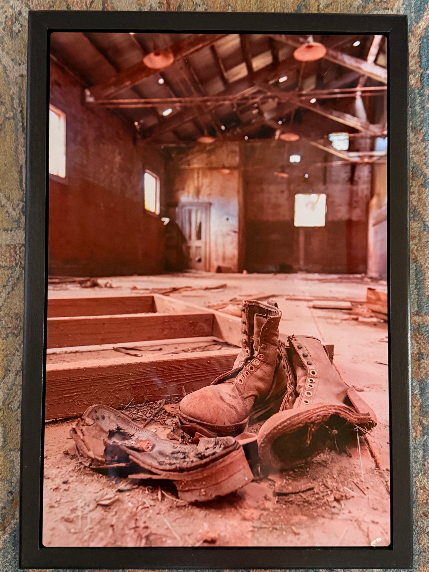 Framed Metal Photograph Print - "Miner's Boots"
